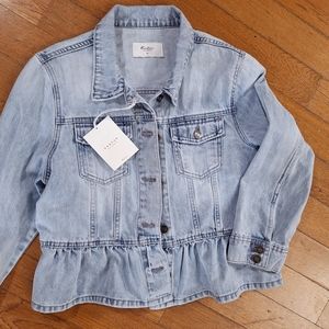 NWT KanCan Light Blue Wash Peplum Denim Jacket Button Up | Size XL